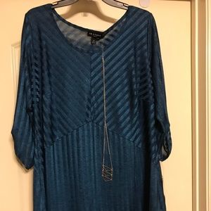NWT I.N. Studio Striped Top w/Necklace 1X